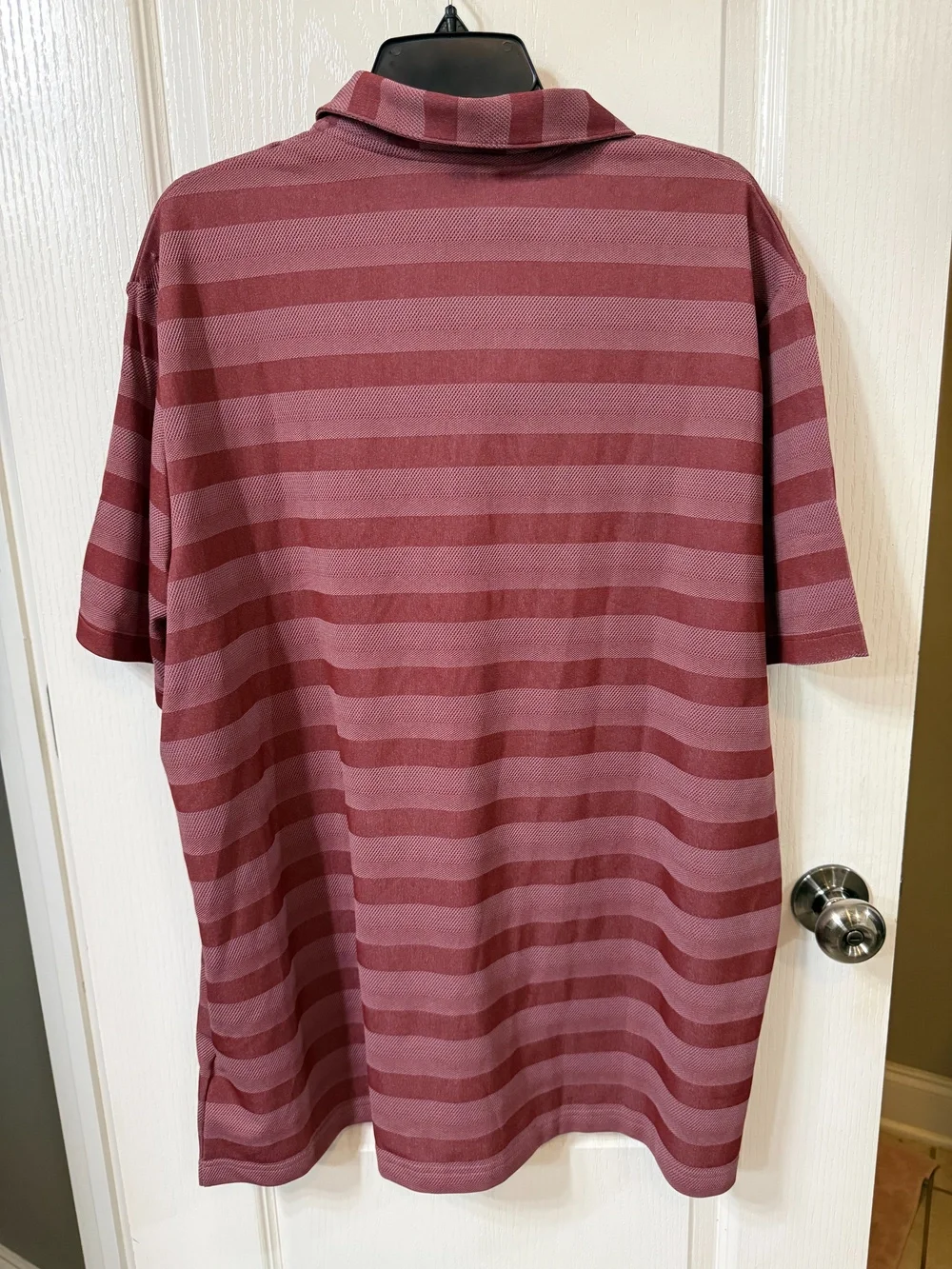Adidas Men's Polo Size 2XL Maroon and pink striped pattern